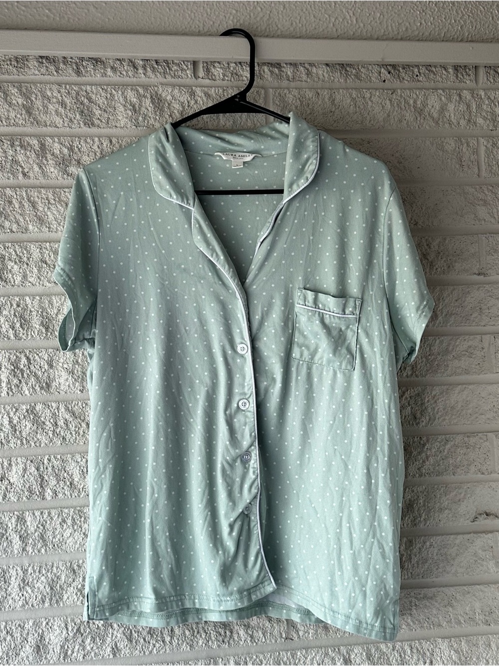 Laura Ashley Teal Short Sleeve Pajama Shirt